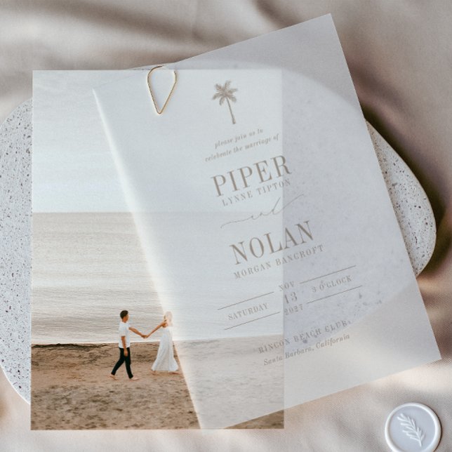 OASIS Beach Taupe Wedding  Vellum Invitations (Creator Uploaded)