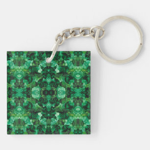 Oasis Green Abstract Alcohol Ink Art Key Ring