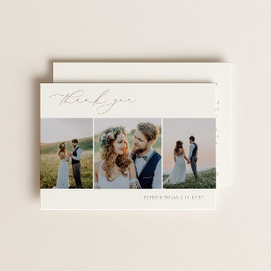 OASIS Minimalist 3 Photo Wedding Thank You Card