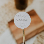OASIS Minimalist Wedding Thank You Classic Round Sticker<br><div class="desc">OASIS | Modern Minimalist,  wedding thank you favour sticker. Features,  taupe typography on sandy beige colour background.</div>