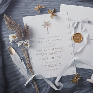 OASIS Palm Tree Minimalist Elegant QR Code Wedding Invitation