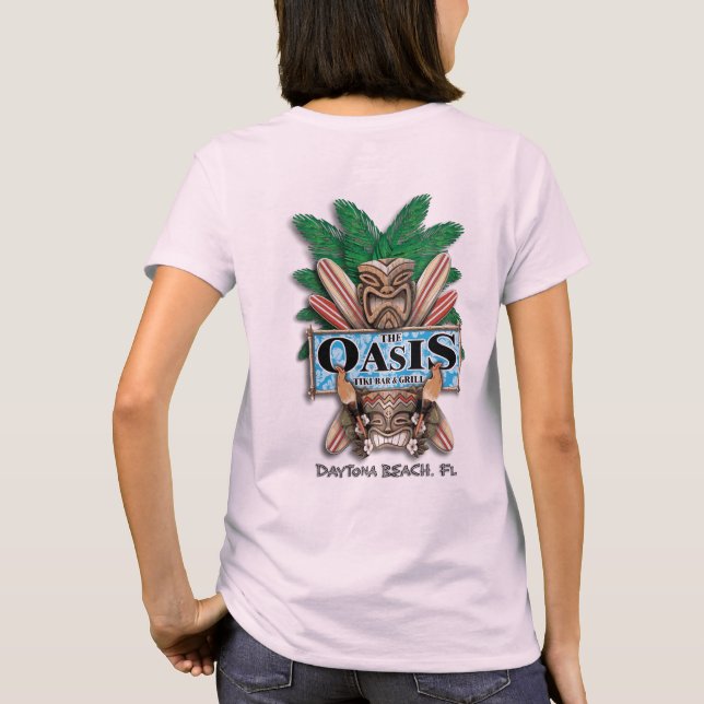 Oasis Tiki Bar And Grill T-Shirt (Ladies) (Back)