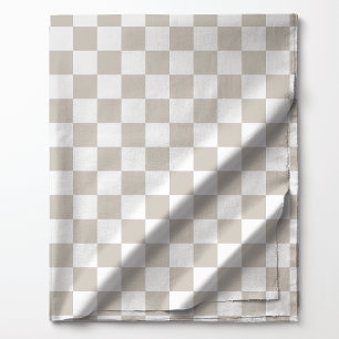 Oat Tan and White Chequered Pattern Fabric