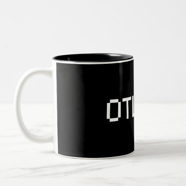 Oatly Stock Funny Classic Mug, 11 oz Two-Tone Coffee Mug (Left)
