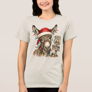 Oatman Arizona Christmas Burro Route 66 Tri-Blend Shirt