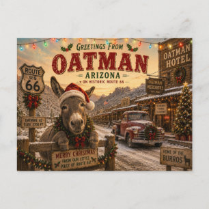 Oatman Arizona Route 66 Christmas Donkey Town Postcard