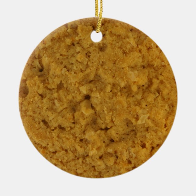 Oatmeal Cookie Ceramic Tree Decoration (Front)