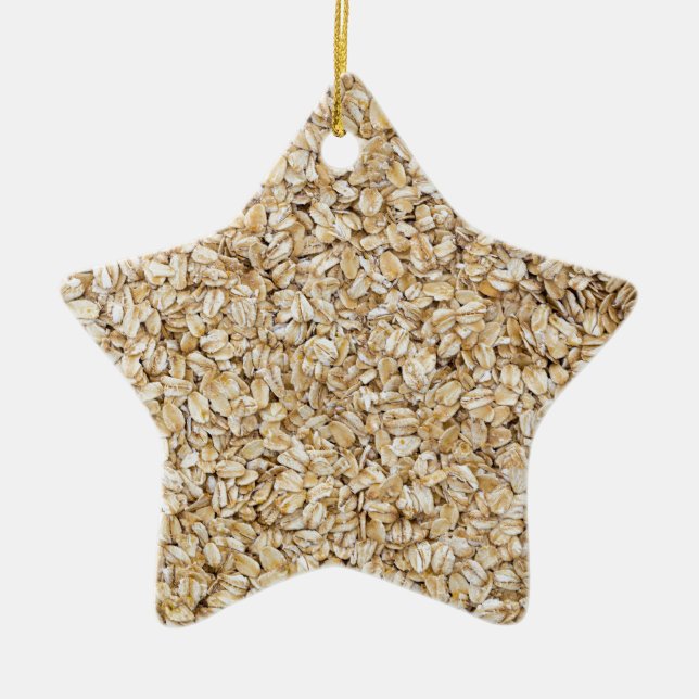 Oatmeal macro as background structure ceramic tree decoration (Front)
