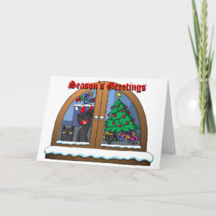oatSNOWonWINDOWchristmasCARD Holiday Card