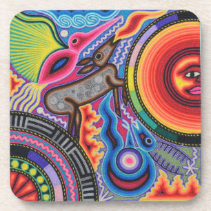 Oaxaca Mexico Mexican Mayan Tribal Art Boho Travel Coaster