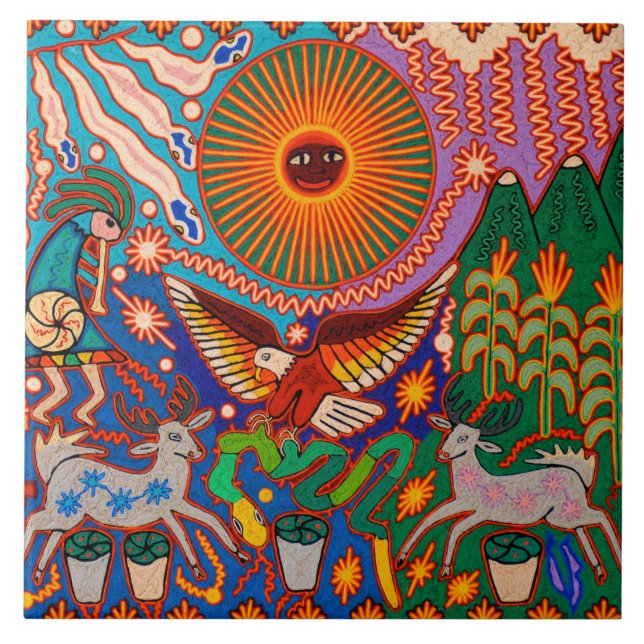 Oaxaca Mexico Mexican Mayan Tribal Art Boho Travel Tile (Front)