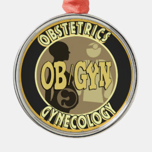 OB/GYN BADGE FEMALE DOCTOR LOGO METAL TREE DECORATION