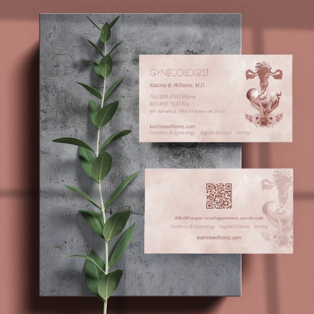OB/GYN Modern Floral Medical Business Card (Creator Uploaded)