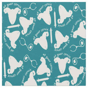 Ob Nurse Cervix Humour Teal Fabric