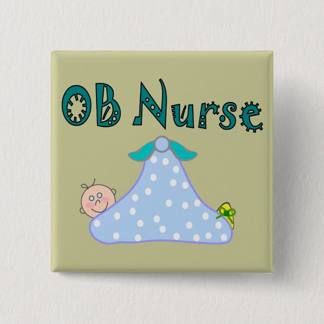 OB Nurse Gifts, Baby in Blanket--Adorable 15 Cm Square Badge (Front)