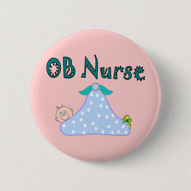 OB Nurse Gifts, Baby in Blanket--Adorable 6 Cm Round Badge (Front)