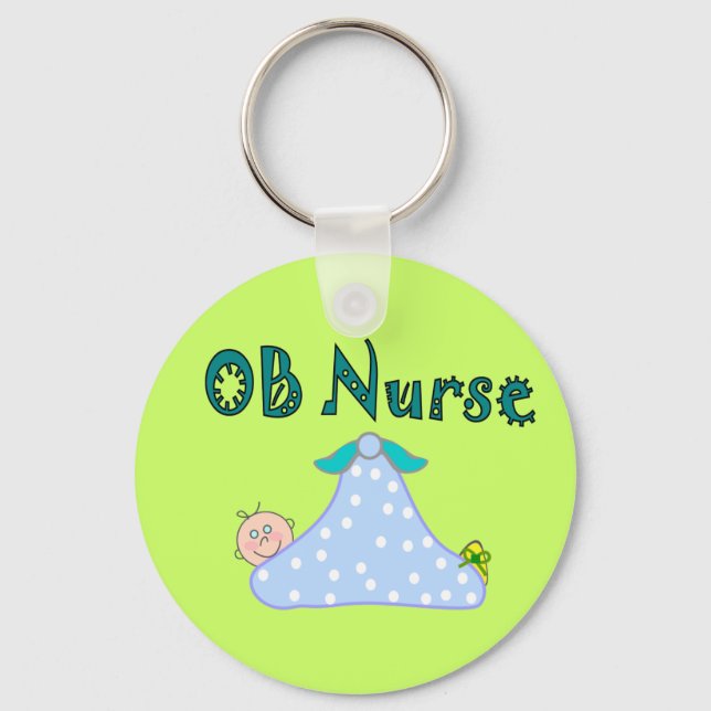 OB Nurse Gifts, Baby in Blanket--Adorable Key Ring (Front)