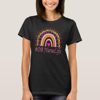 Ob Nurse Leopard Rainbow Nurse's Week T-Shirt