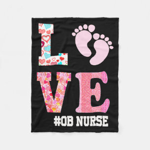 Ob Nurse Valentines Day Delivery Labor Nursing 1  Fleece Blanket