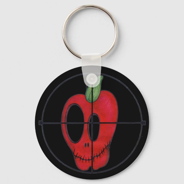 OBA keychain, red apple skull target logo Key Ring (Front)