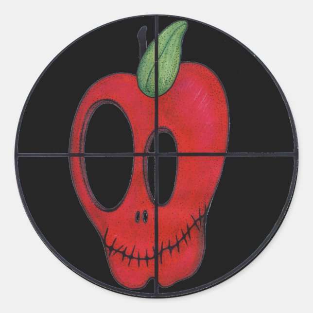 OBA red apple skull target logo sticker (Front)