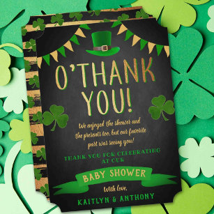 O'Baby St. Patrick's Day Baby Shower Thank You Card