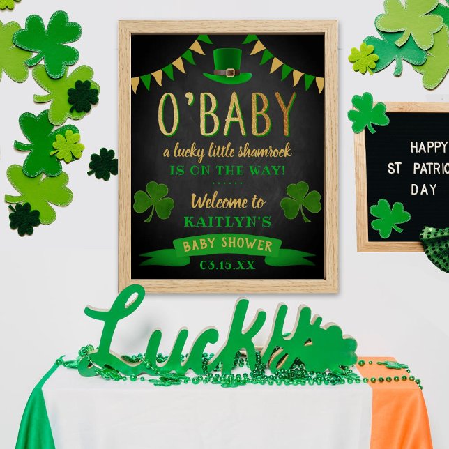 O'Baby St. Patrick's Day Baby Shower Welcome Poster (Creator Uploaded)
