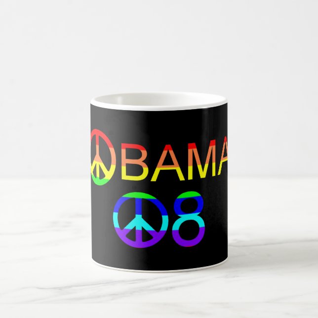 Obama 08 Rainbow Peace Sign Mugs (Center)