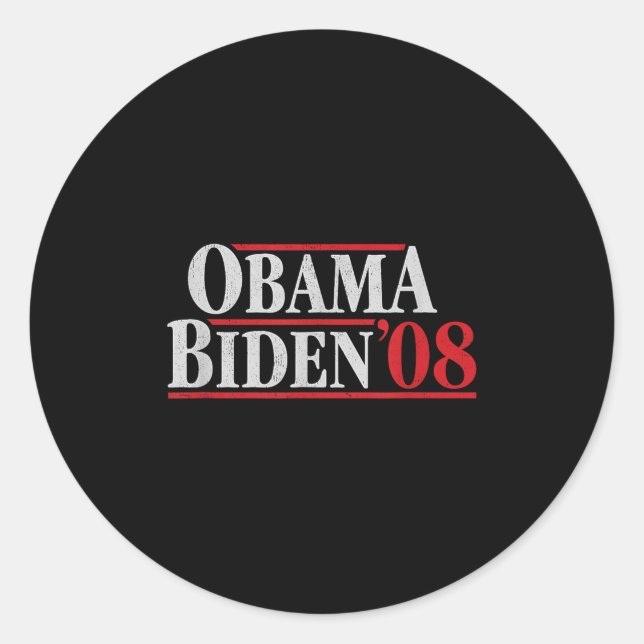 Obama 08 Shirt - Retro Campaign Obama Biden  Classic Round Sticker (Front)