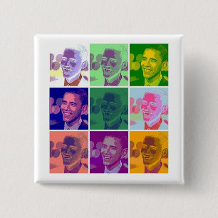 obama 15 cm square badge