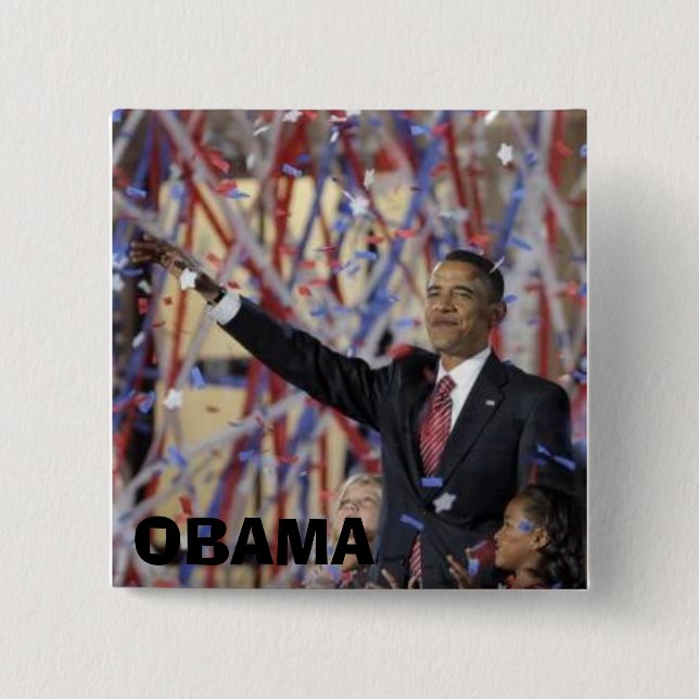 OBAMA 15 CM SQUARE BADGE (Front)