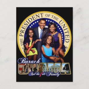 OBAMA-1ST FAMILY-Postcard Postcard