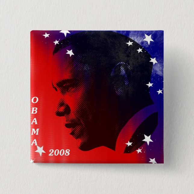 Obama 2008 15 cm square badge (Front)