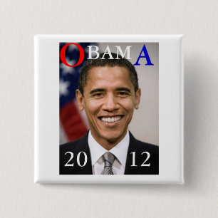 OBAMA 2012 15 CM SQUARE BADGE