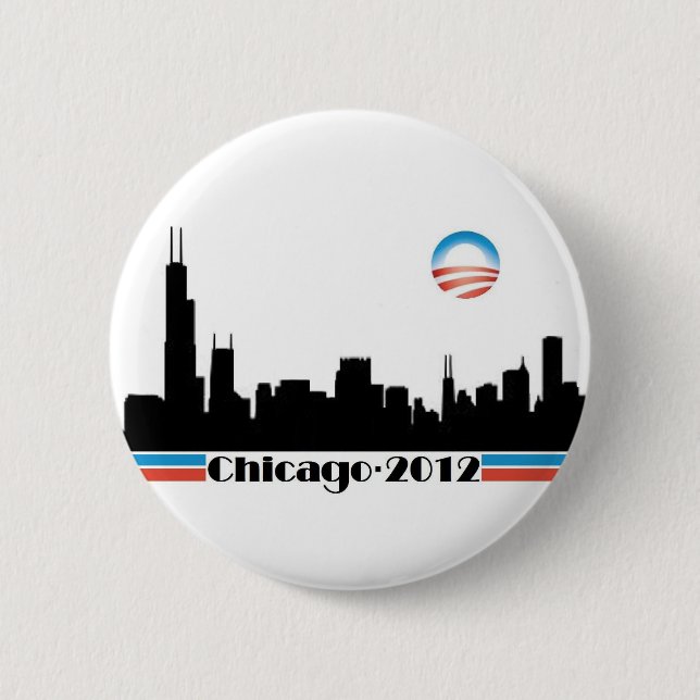 Obama 2012 - Chicago Skyline 6 Cm Round Badge (Front)