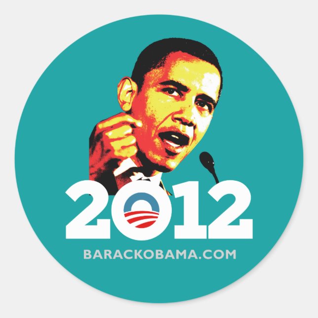 Obama 2012 classic round sticker (Front)
