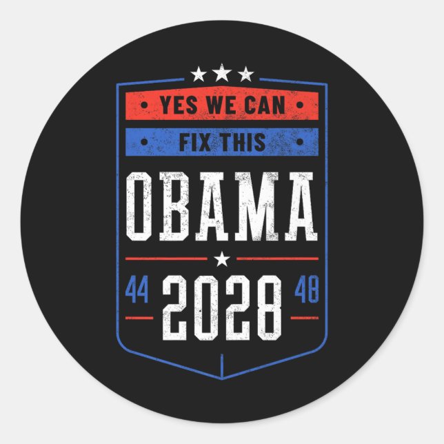 Obama 2028 44 48 Premium  Classic Round Sticker (Front)