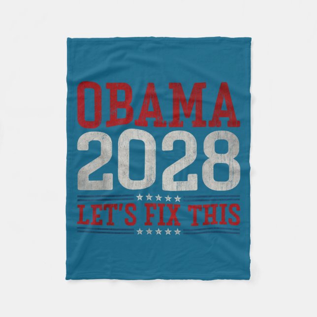 Obama 2028 Let's Fix This Obama 48th President Fleece Blanket (Front)