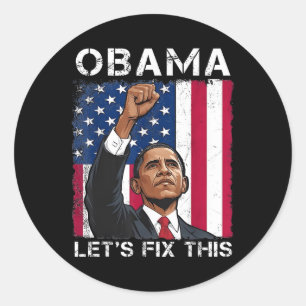 Obama 2028 Lets Fix This President Classic Round Sticker