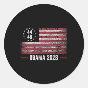 Obama 2028 Retro Vintage Us Flag Patriotic Premium Classic Round Sticker