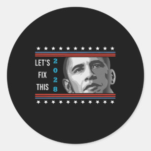 Obama 2028 Usa Vintage Patriotic Political Protest Classic Round Sticker