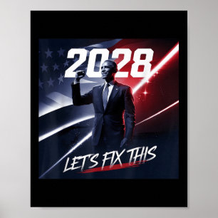 Obama 2028 Vintage Patriotic Political Rally Obama Poster