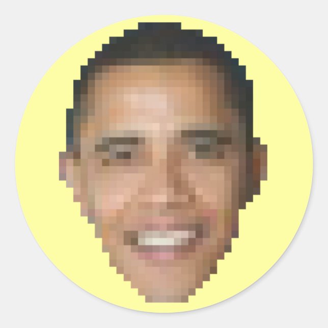 Obama (8-bit) classic round sticker (Front)
