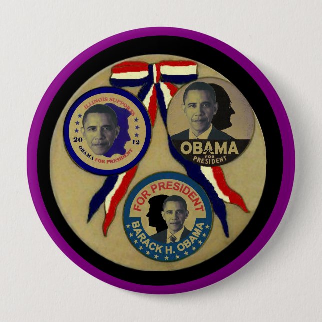 Obama, Abe, FDR & JFK 10 Cm Round Badge (Front)