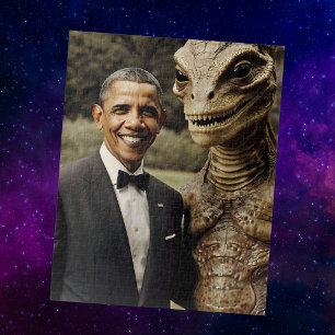Obama Alien Meeting Vintage Photo Conspiracy Jigsaw Puzzle