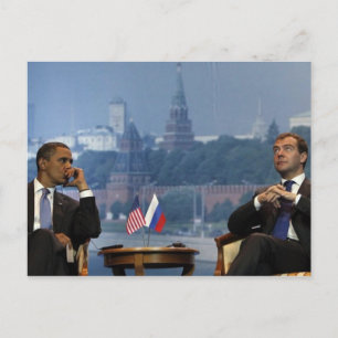 Obama and Medvedev Postcard