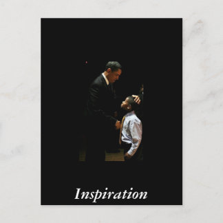 Obama and young boy postcard