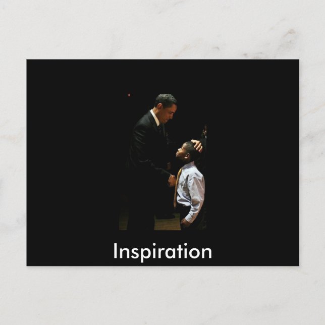 Obama and young boy postcard (Front)