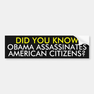 OBAMA ASSASSINATES, AMERICAN CITIZENS?, DID YOU... BUMPER STICKER