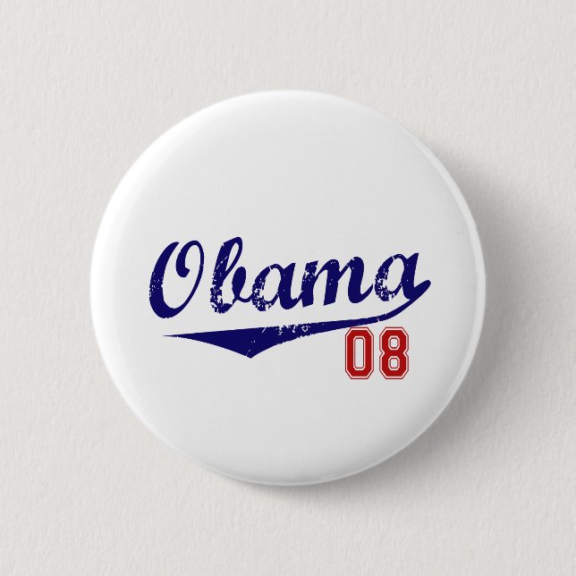 obama baseall 6 cm round badge (Front)